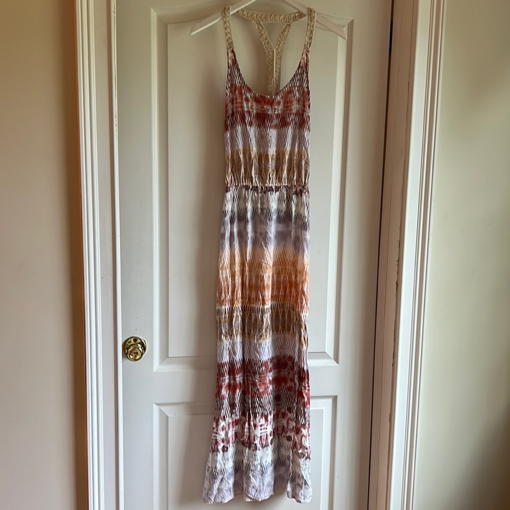 Aqua printed maxi dress